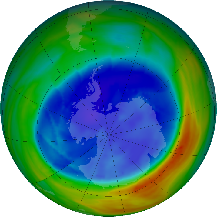 Antarctic ozone map for 25 August 2007